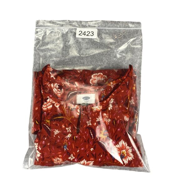 Old Navy Blouse Girls XL (14) Orange Rust Floral Boho 3/4 Sleeve Pullover - Picture 13 of 13